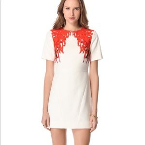 Tibi coral print shift dress.